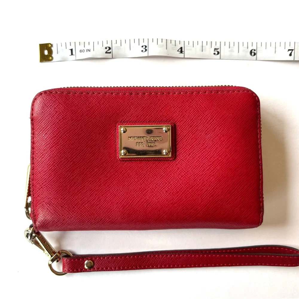 Michael Kors Red Zip Around Wristlet/Wallet